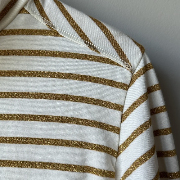 Girls Crewcuts by J Crew Drop Waist Cowl Neck Gold Stripe tutu Dress 12 - Picture 3 of 6